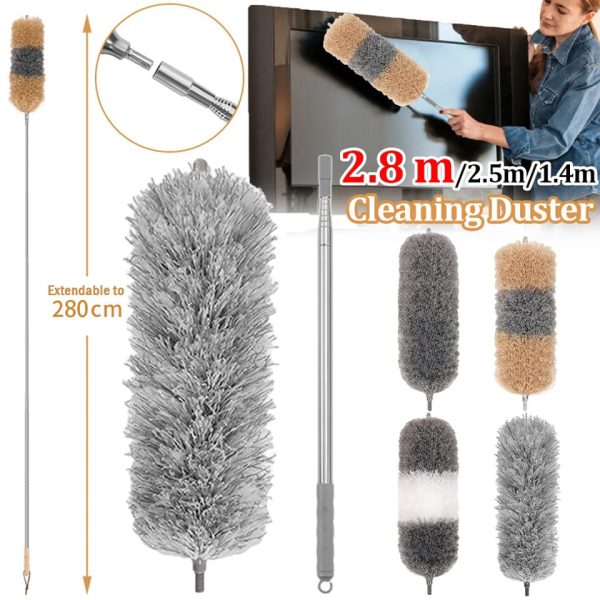 Extendable Microfiber Feather Duster, Flexible Bending Cleaning/ Washable Head