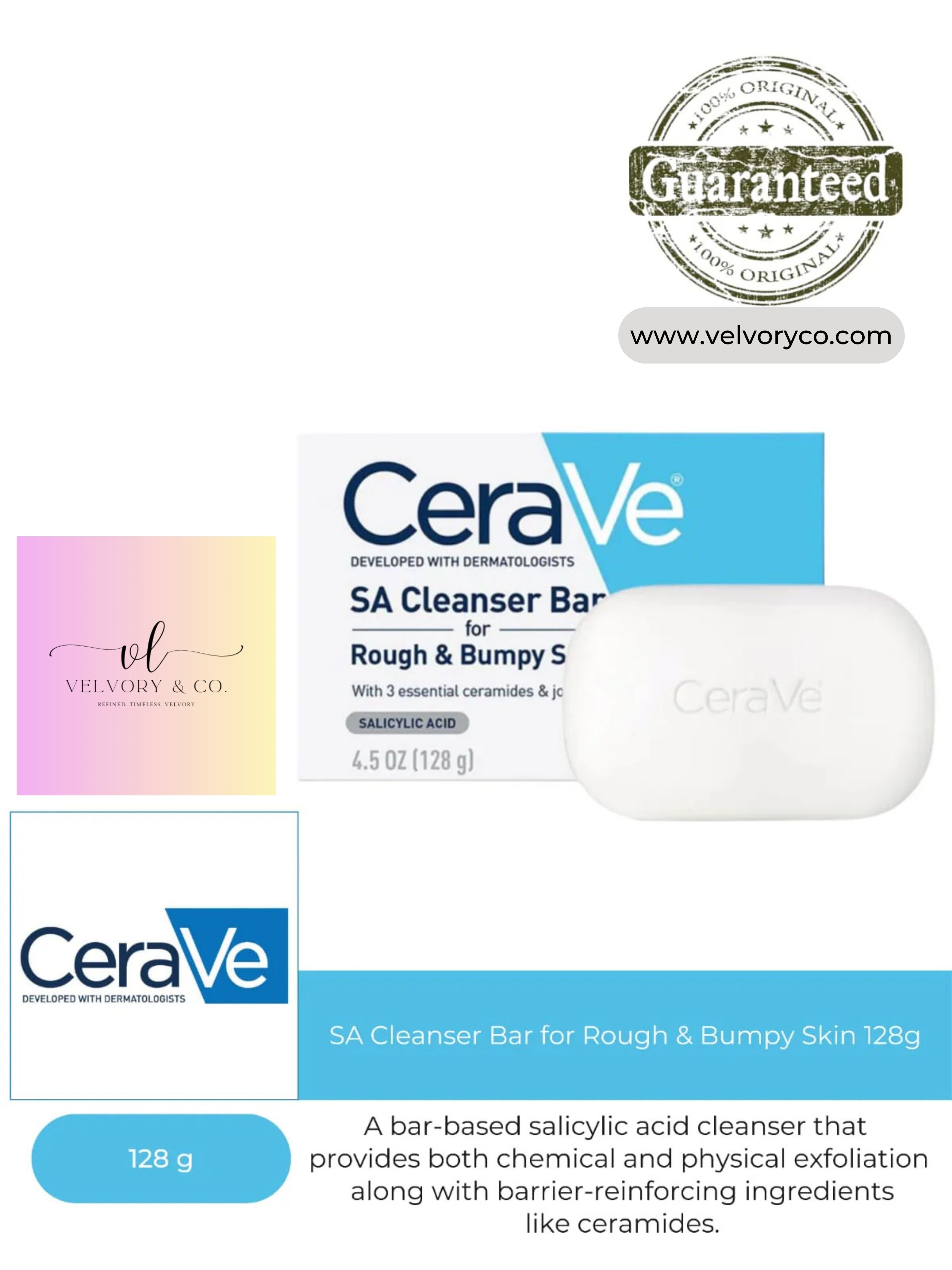 CeraVe- SA Cleanser Bar for Rough & Bumpy Skin 128g