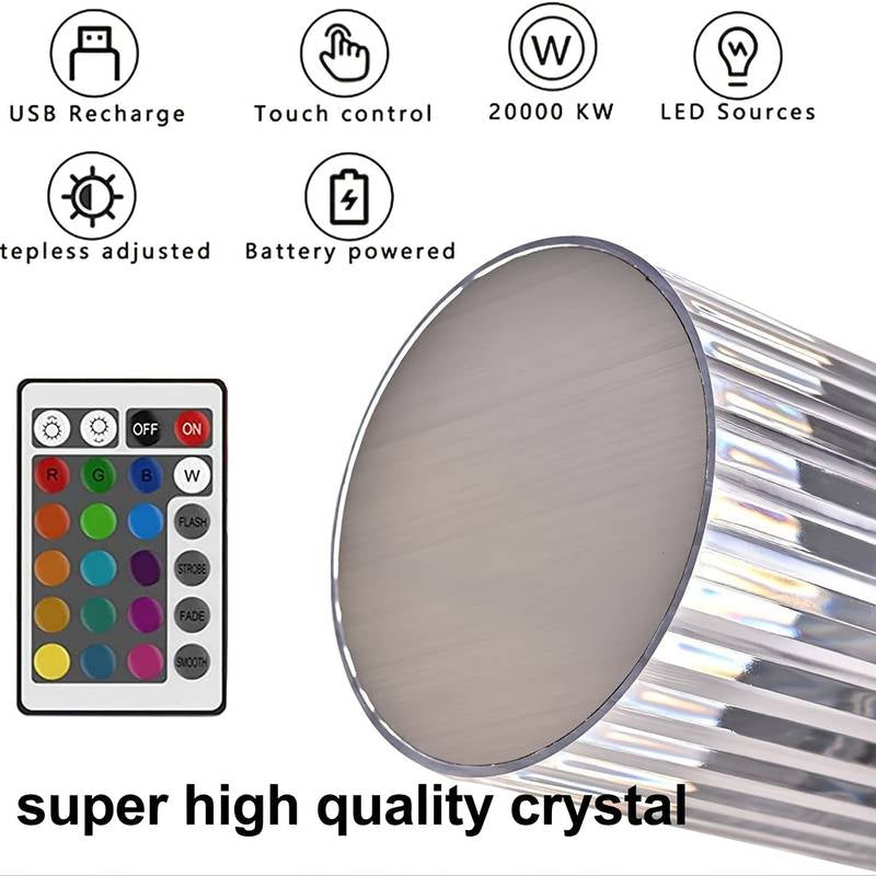 Portable USB Rechargeable 16 Colors RGB Lighting Crystal Touch Control Table Lamp (With Remote Control)