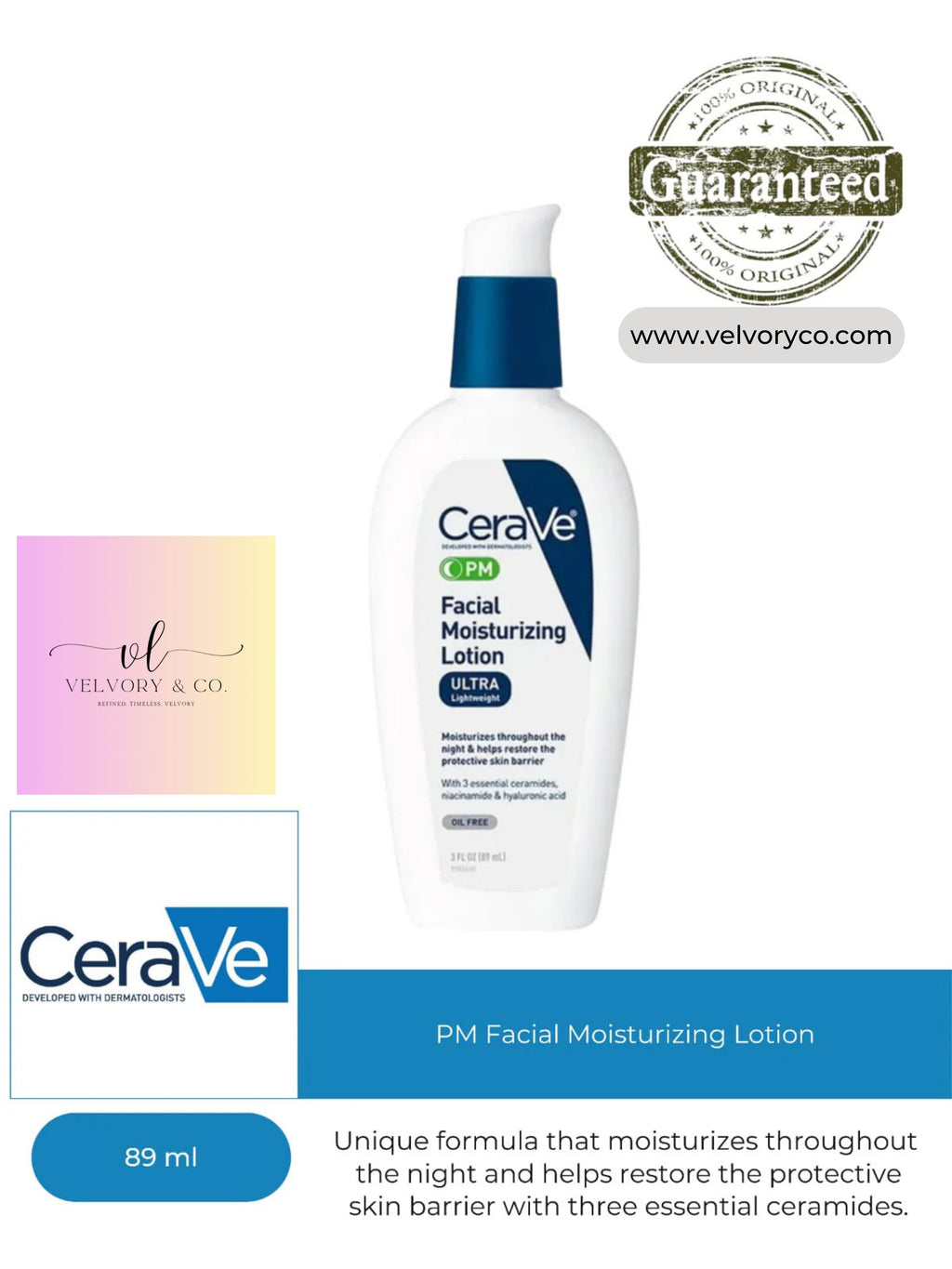 CeraVe- PM Facial Moisturizing Lotion 89ml