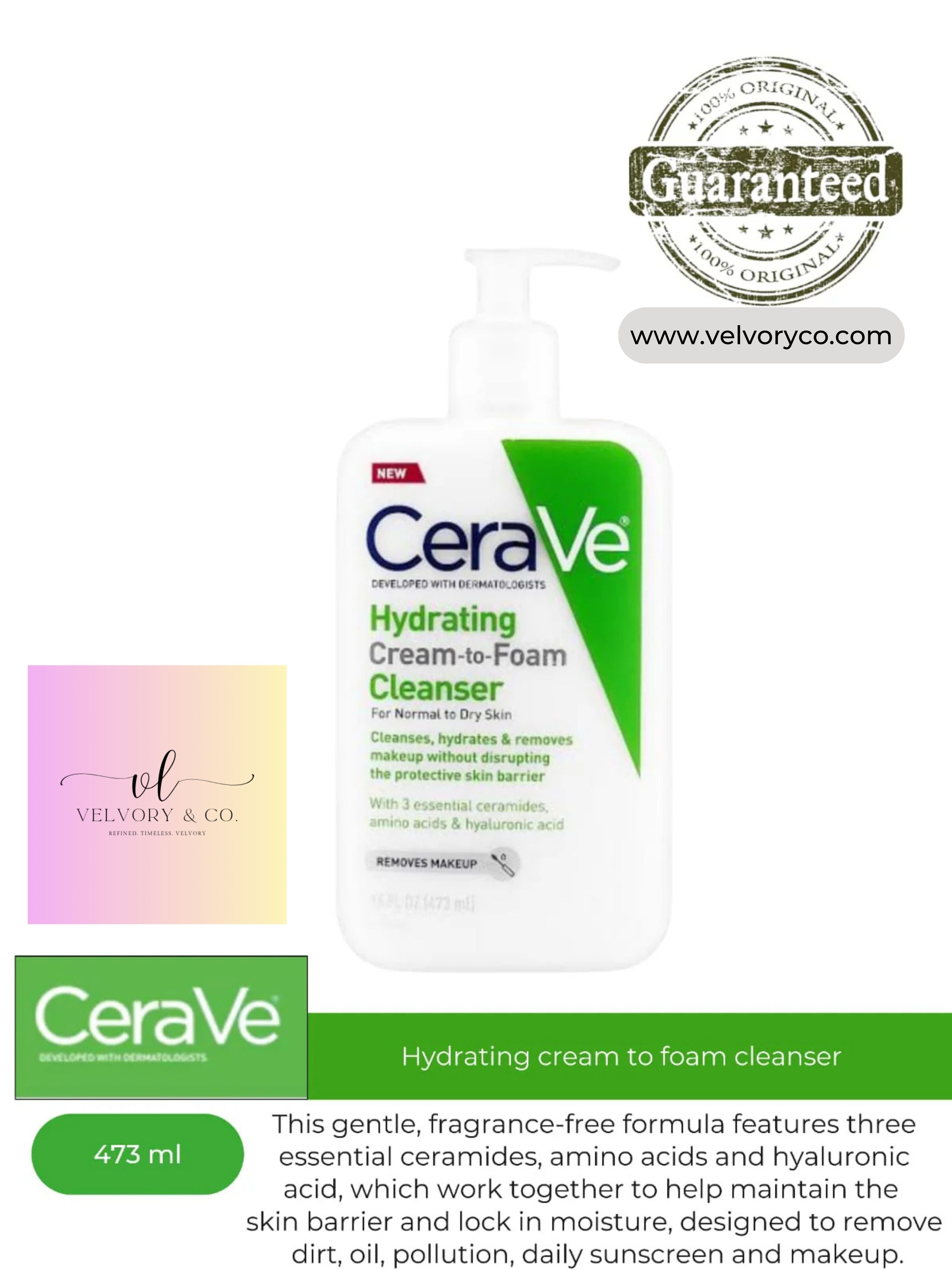 Cerave Hydrating cream to foam cleanser 473ml