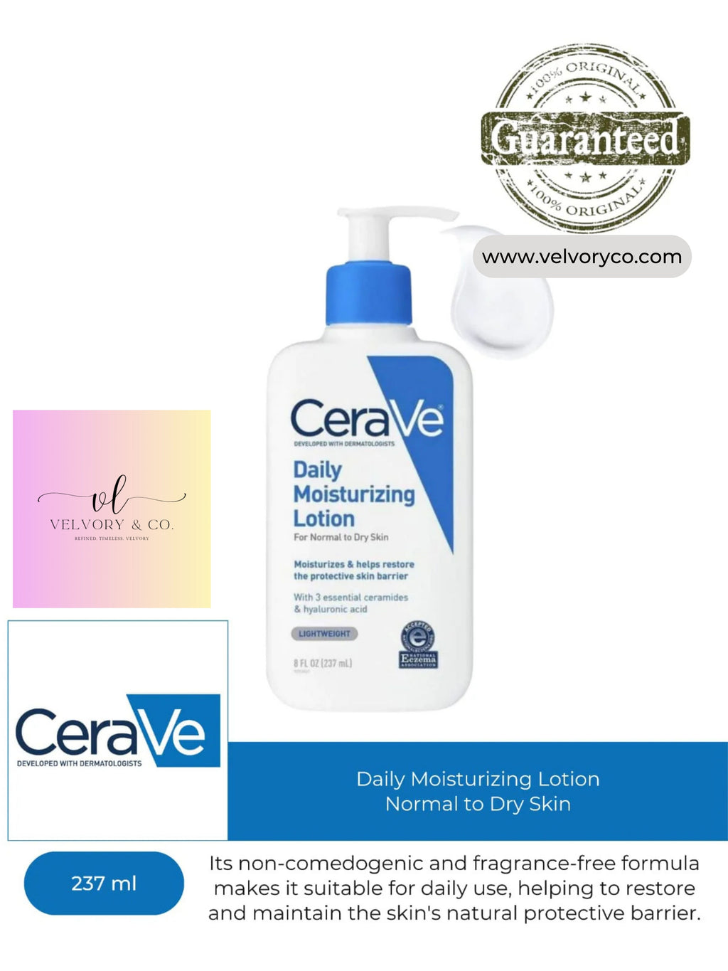 CeraVe Daily Moisturizing Lotion 237ml (Normal to Dry Skin)