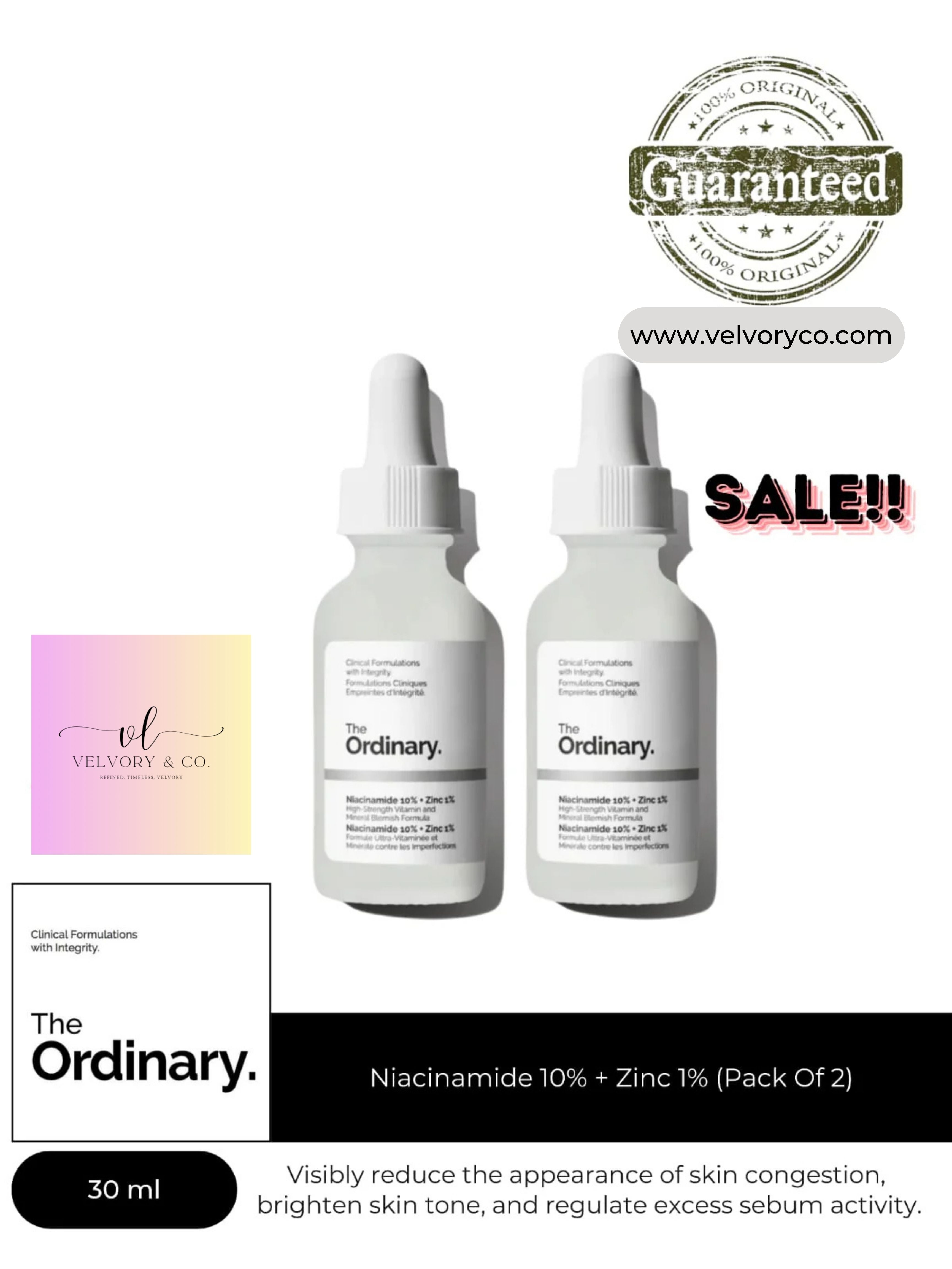 Ordinary Niacinamide 10% + Zinc 1% (Pack Of 2)
