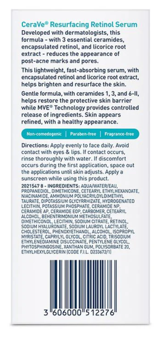 CeraVe Resurfacing Retinol Serum 30ml USA