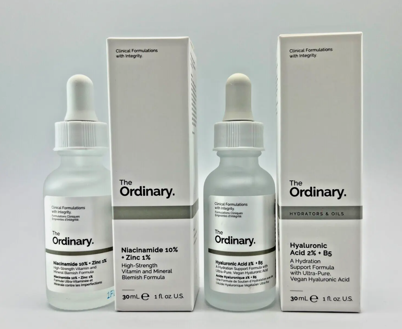 The Ordinary Hyaluronic Acid 2% + B5 and Niacinamide 10%+Zinc 1% (Set Of 2 Serums)