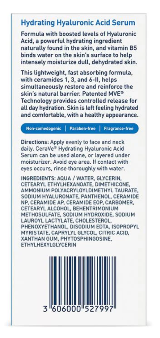 CeraVe- Hydrating Hyaluronic Acid Serum 30ml USA