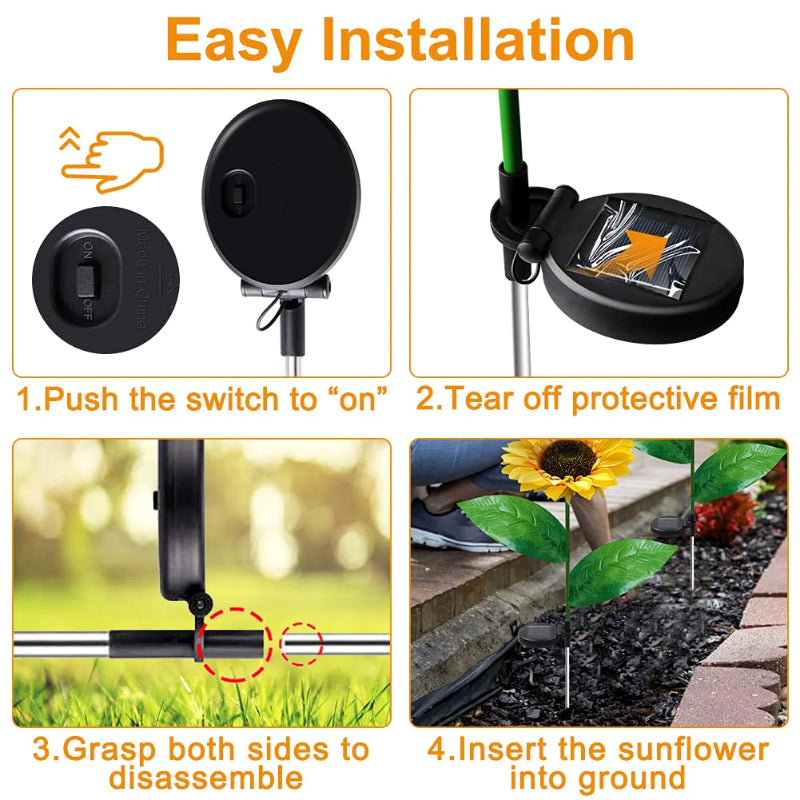 Solar Sunflower Waterproof Decorative Lights For Outdoor Garden And Lawn (Pack Of 2)