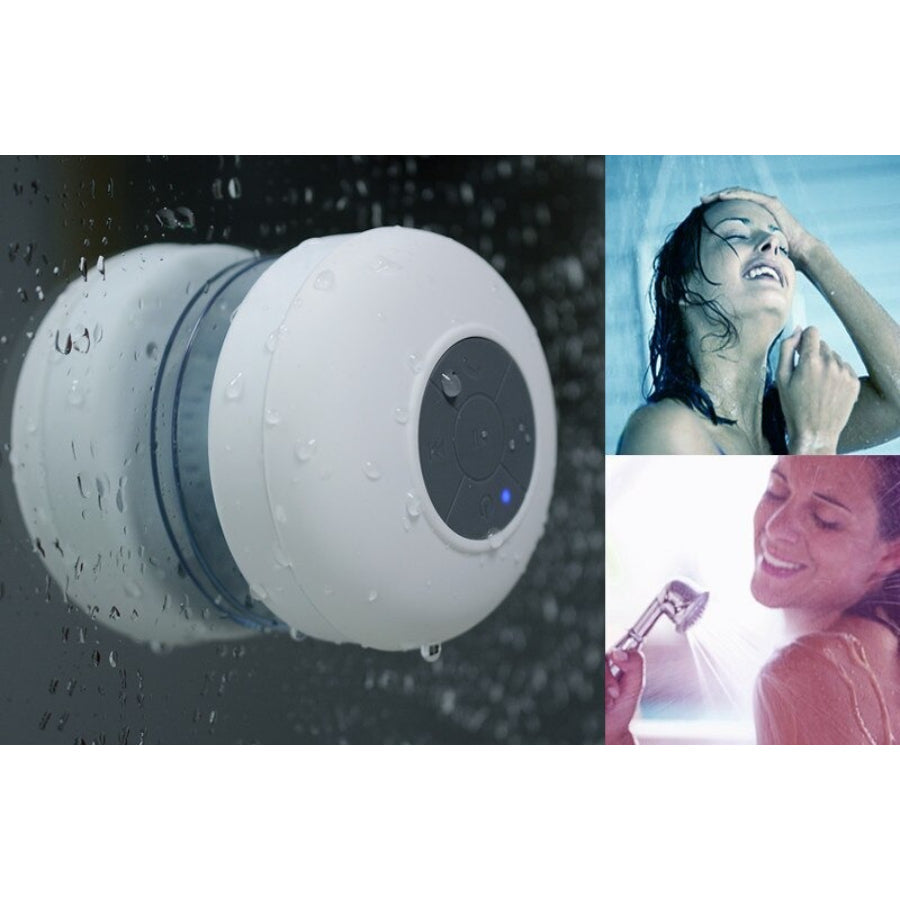 Bluetooth Shower Speaker - Water Resistant Built-In Microphone With Suction Cup