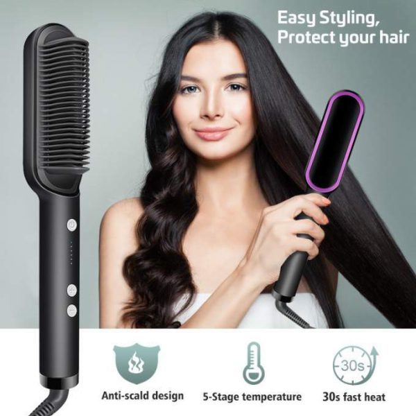 2 In 1 Straightening Brush With 3 Heat Levels Comb