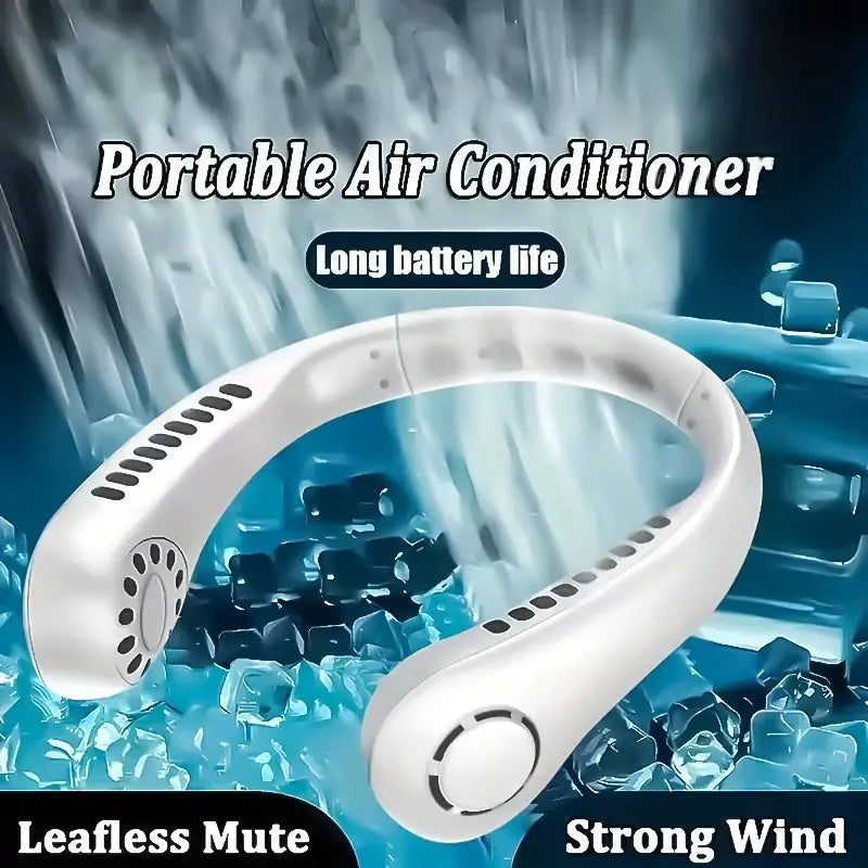Bladeless Portable Neck Fan, Rechargeable Cooling Device with 3-Speed Settings, Ideal for Summer Sports & Outdoor Activities