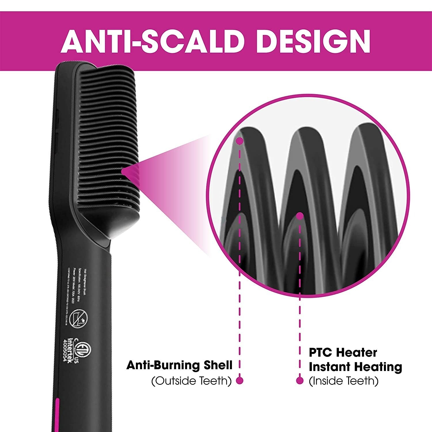 2 In 1 Straightening Brush With 3 Heat Levels Comb