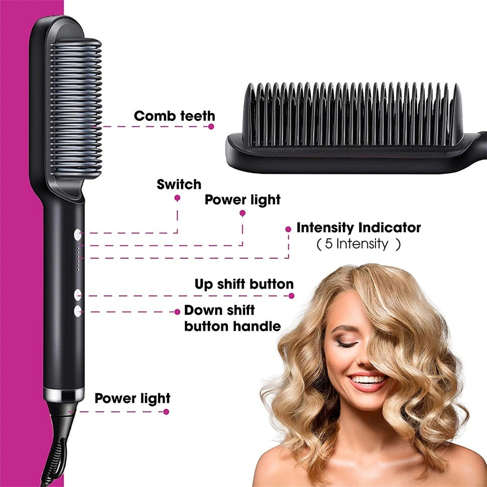 2 In 1 Straightening Brush With 3 Heat Levels Comb