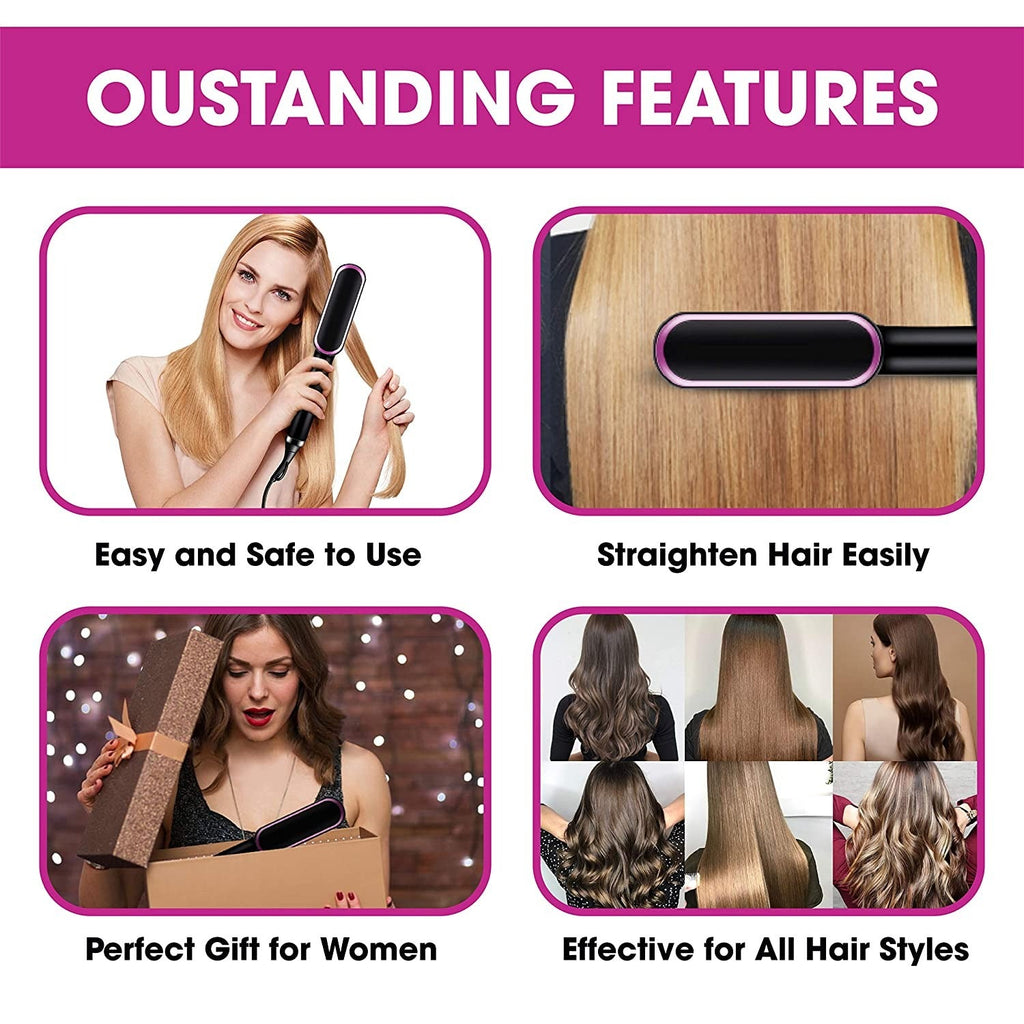2 In 1 Straightening Brush With 3 Heat Levels Comb