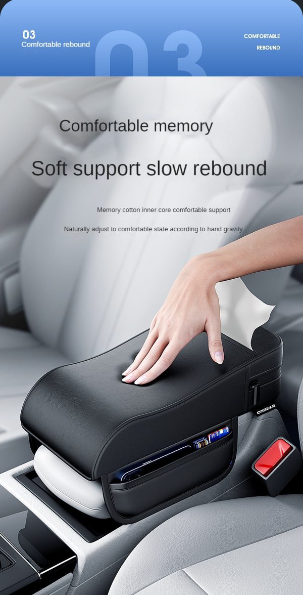 High Quality Car Armrest Support Leather With Tissue Holder (Universal Size)