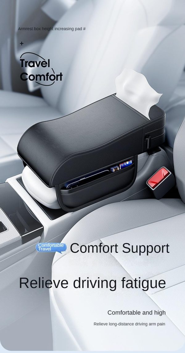 High Quality Car Armrest Support Leather With Tissue Holder (Universal Size)