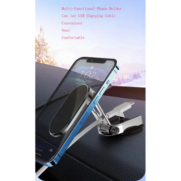 Folding Mobile Holder for Car - Magnetic Suction 360 Degree Rotating
