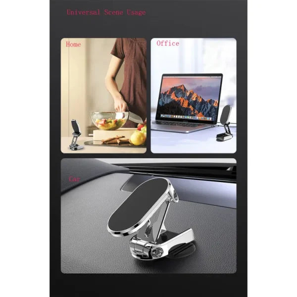 Folding Mobile Holder for Car - Magnetic Suction 360 Degree Rotating