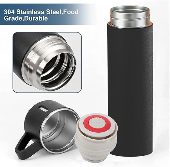 Vacuum Flask Gift Set With 3 Stainless Steel Cups Combo – 500ml – Keeps Hot/cold (random Color)