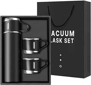 Vacuum Flask Gift Set With 3 Stainless Steel Cups Combo – 500ml – Keeps Hot/cold (random Color)
