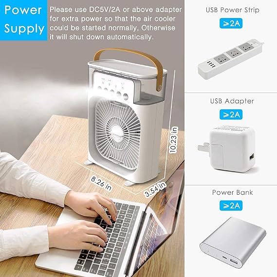 Portable Air Conditioner Humidifier Strong Wind Mini Air Cooling Fan Multifunction Usb  | Protable Fan | Portable Air Cooler (random Color)