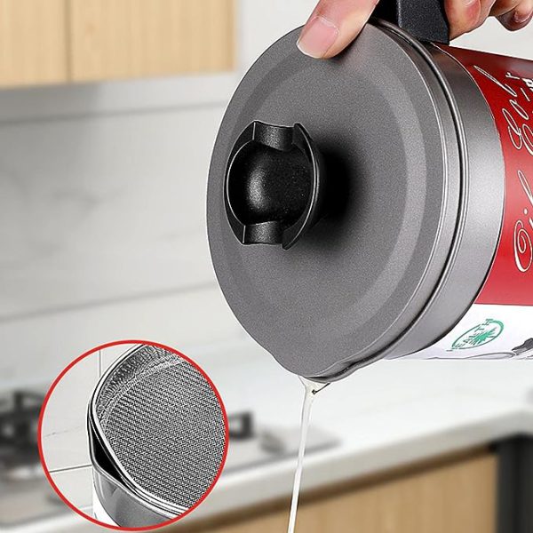 Oil Fryer Cooker with Stainless Steel Fine Mesh With Lid Food Grade Iron Cooking Oil Filter (Random Color)