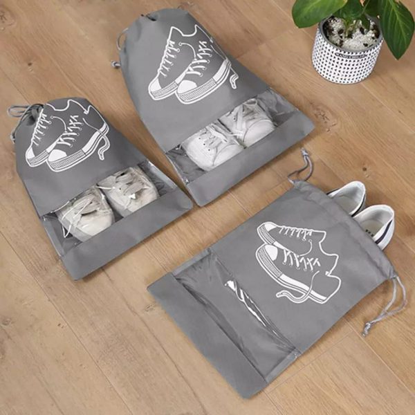 Shoe Storage Bag Dust-Proof Waterproof Transparent Non Woven Fabric Bag (Set of 3 Pcs)